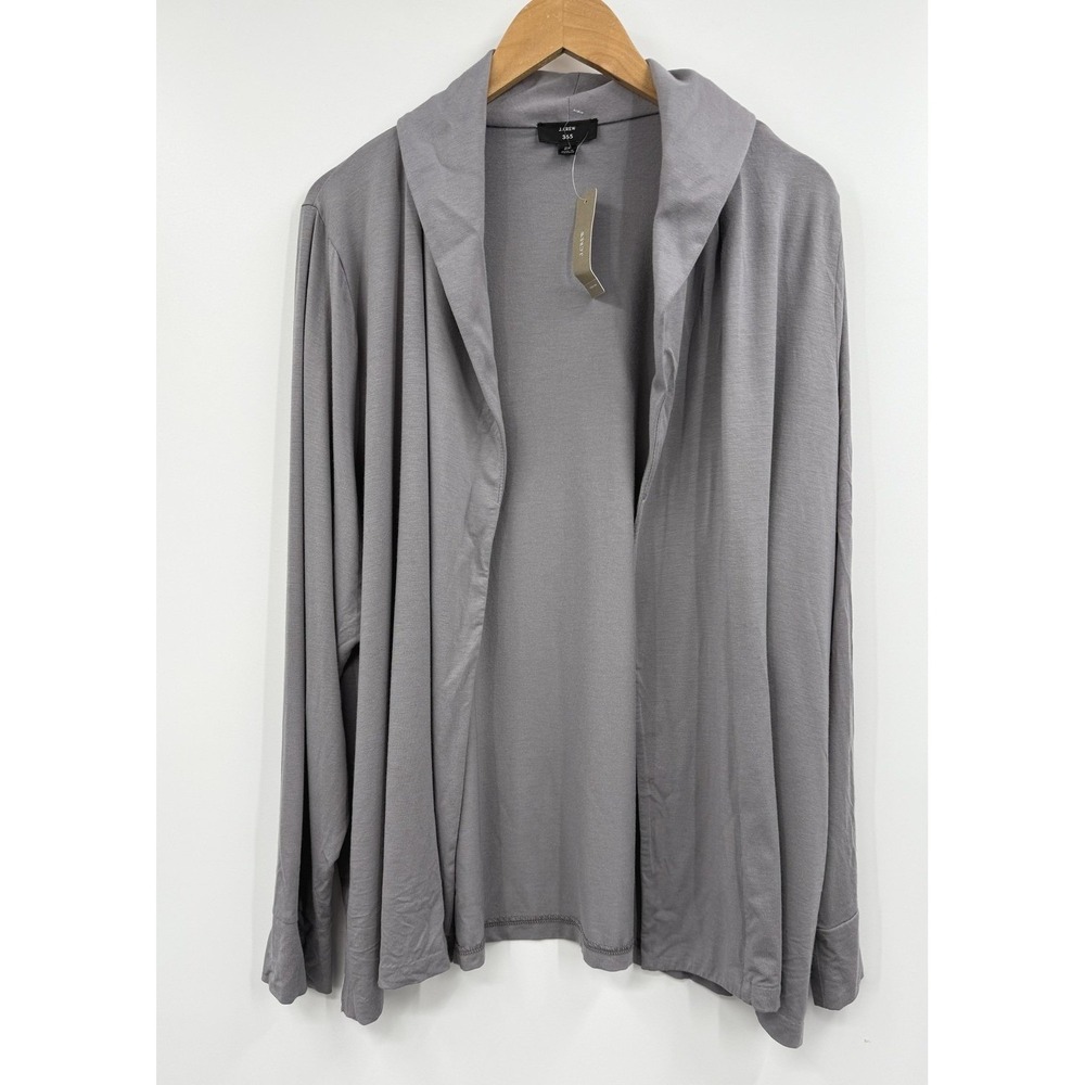 J Crew 365 Gray Cardigan Sweater Drape Collar 2Xβ Modal Blend